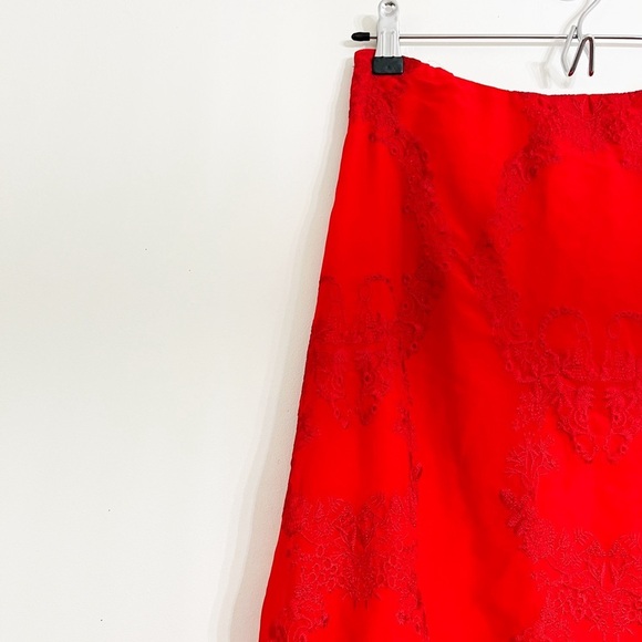 For Love & Lemons Red Embroidered Skirt Size S Side Zip Flounce Button Lined - Picture 7 of 13